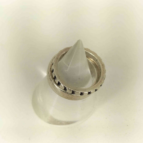 インディアンジュエリー INDIAN JEWELRY NAVAJO Stanley Parlker SV2連リング STERLING メンズ  8号